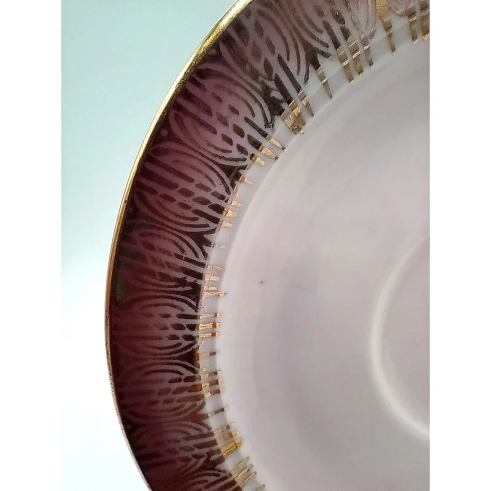 Eschenbach Bavaria Germany Vintage Saucer 5 Inch Pink and Gold Tea Cup Plate - Picture 4 of 12